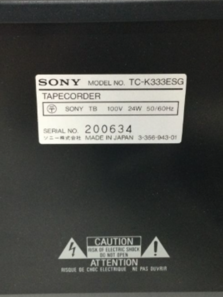 ソニー / SONYのカセットデッキ「TC-K333ESG」を出張買取｜埼玉 蕨市 - 5