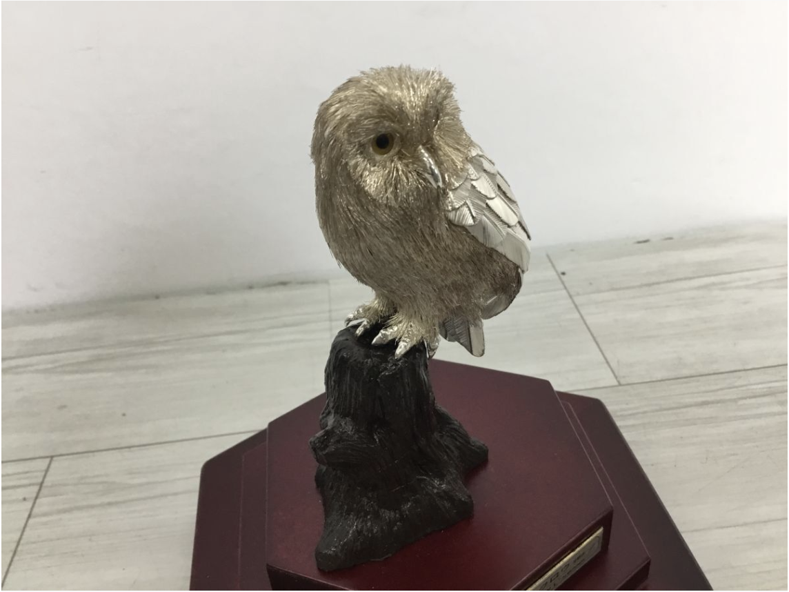 【買取実績】大阪府堺市 光則 作 MITSUNORI 純銀製 フクロウ 置物 - 3