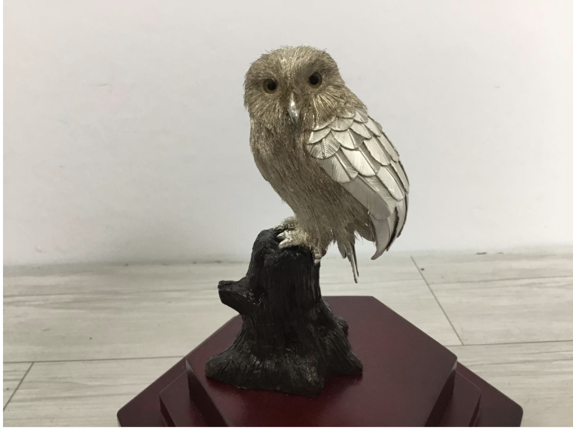 【買取実績】大阪府堺市 光則 作 MITSUNORI 純銀製 フクロウ 置物 - 2