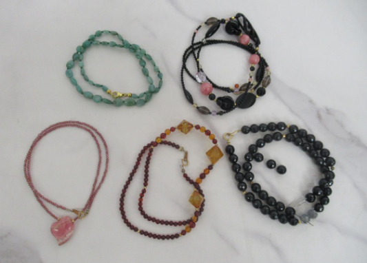 【買取実績】大阪府交野市 カラーストーンネックレス 5本セット（ロードクロサイト・オニキス・アマゾナイト 他）K18刻印金具付き - 2