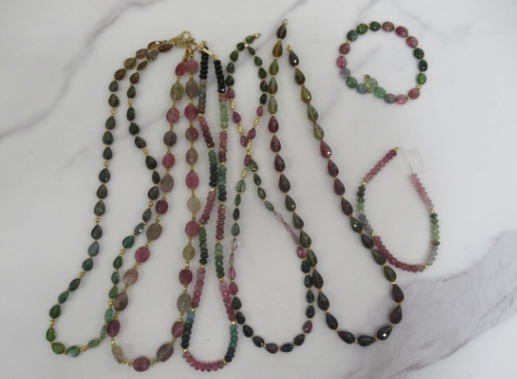【買取実績】大阪府交野市 トルマリン ネックレス・ブレスレット 7本セット（金具K18刻印）総重量約95g - 3