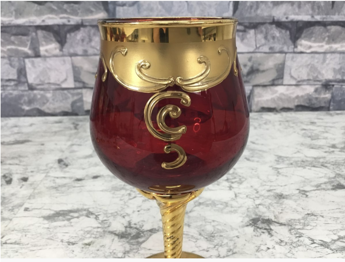 【買取実績】Venezia glass（ベネチアグラス） / MURANO glass（ムラーノガラス） 金彩花柄 ワイングラス 6点セット - 4