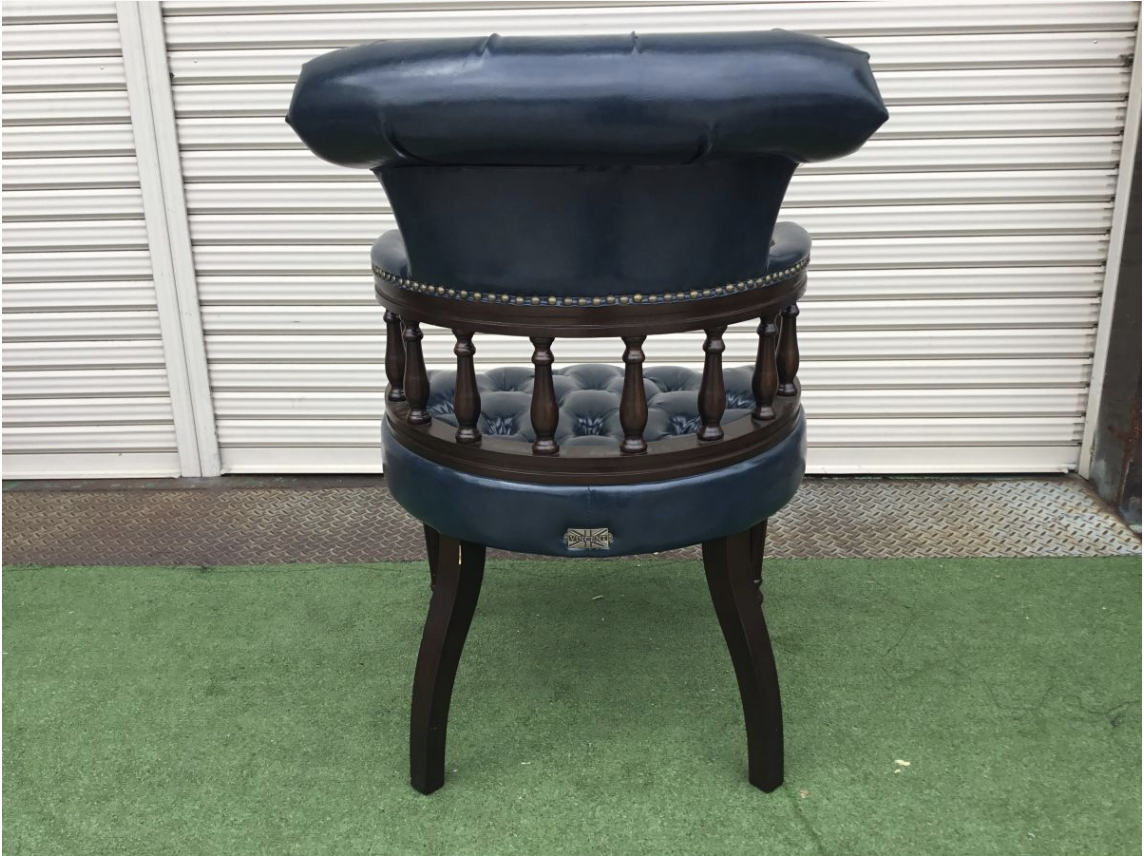 【買取実績】VINCENT（ヴィンセント）英国調キャプテンチェア  アンティークスタイル / ウィンザーチェア / 木製フレーム / ブルーレザー（合皮） - 3